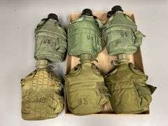 (6)-US Plastic Canteens w/Covers and Purification Bottles