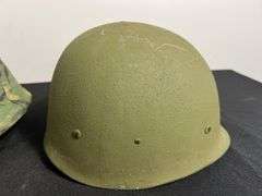 US Military Helmet w/Shell Liner, Camo Cover, & Chinstrap
