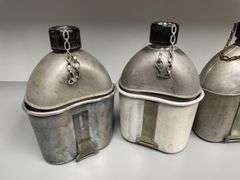 (4)-US WW2 Canteens w/Cups and Covers