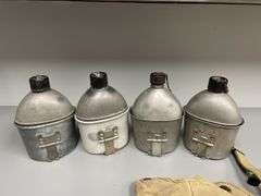 (4)-US WW2 Canteens w/Cups and Covers