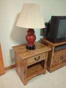 TV Cabinet, Side Table and Lamp Lot