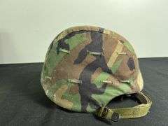US PASGT Ballistic Helmet w/Camo Cover and Chinstrap