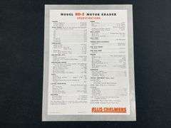 Allis Chalmers BD-2 Motor Grader Sales Literature