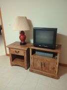 TV Cabinet, Side Table and Lamp Lot
