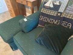 Green Cloth Chair & Ottoman
