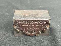 (2) IHC McCormick-Deering Watch Fob + Printers Block