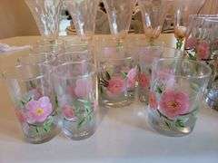 Flowered Glassware Lot