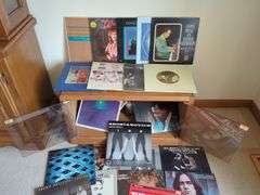 Stereo Cabinet with Assorted Records - Beatles/Xanadu/Liza Minnelli