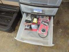 Rolling Work Cart and HD shelf with contents Lot