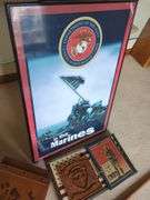US Marines Lot - Art/Cane/Semper Fi Box / Plaque