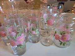 Flowered Glassware Lot
