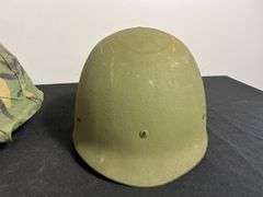US Military Helmet w/Shell Liner, Camo Cover, & Chinstrap