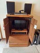 Wooden TV Cabinet with Samsung monitor and DVD/VCR player/Beta Max - 60” T x 36” W x 20” D
