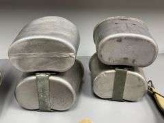 (4)-US WW2 Canteens w/Cups and Covers