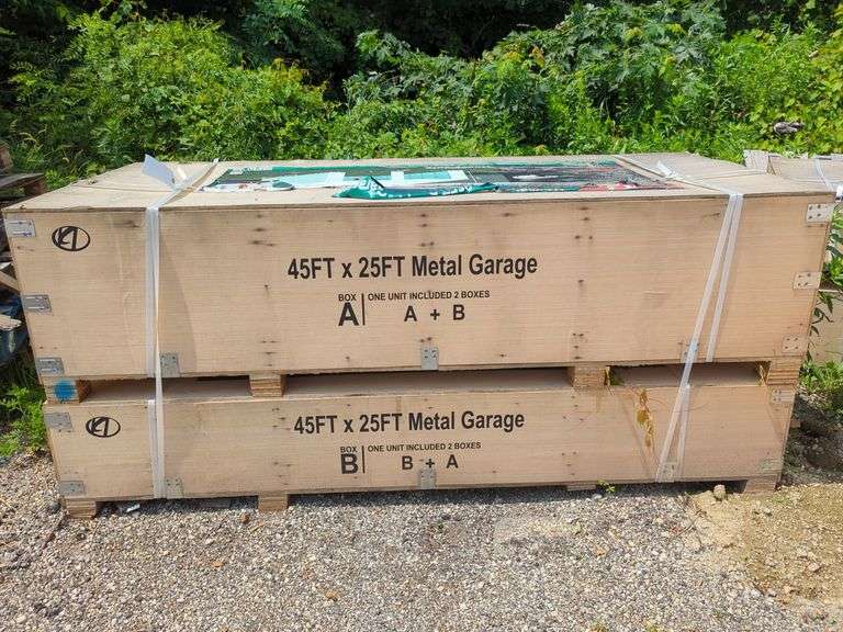 (1) KJ - 45 ft x 25 ft Double Garage Steel Barn Shed - K4525 image