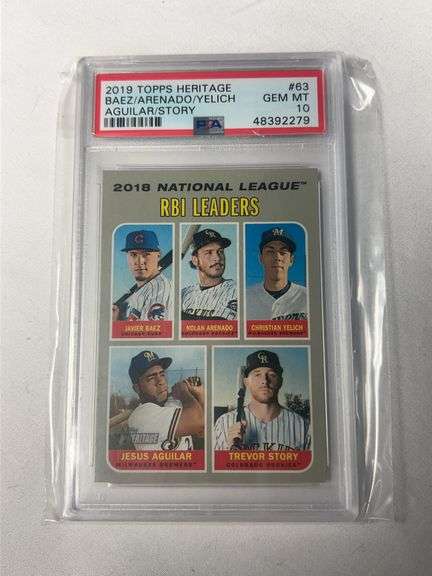 2019 Topps Heritage #63 N.L. RBI Leaders Graded PSA 10 GEM image