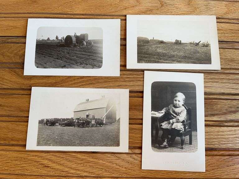 (4) Emerson Brantingham Big 4 Tractor Photo Postcards image