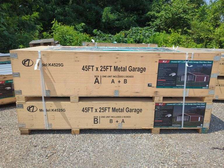 (1) KJ - 45 ft x 25 ft Double Garage Steel Barn Shed - K4525G image