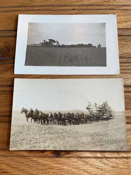 (2) Horse Drawn Harvester Photo Postcards image