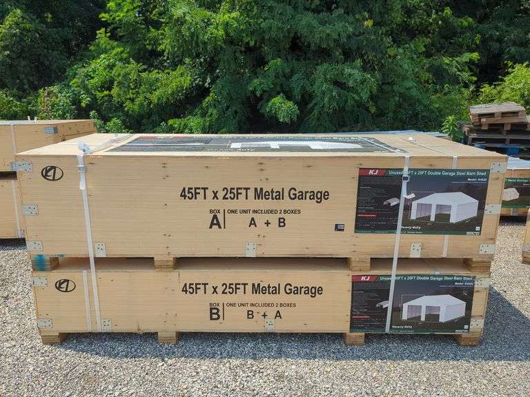 (1) KJ - 45 ft x 25 ft Double Garage Steel Barn Shed - K4525 image