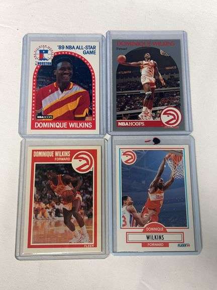 (4) 1989/90 Fleer & Hoops Dominique Wilkins NBA Cards image