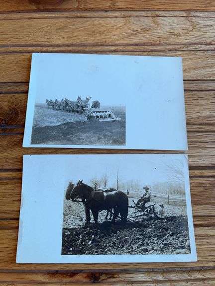 (2) Horse Drawn Plow Photo Postcards image
