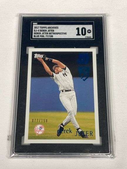 2017 Topps Archives DJ-4 Derek Jeter Blue Foil #'d 77/150 Graded SGC 10 GEM image