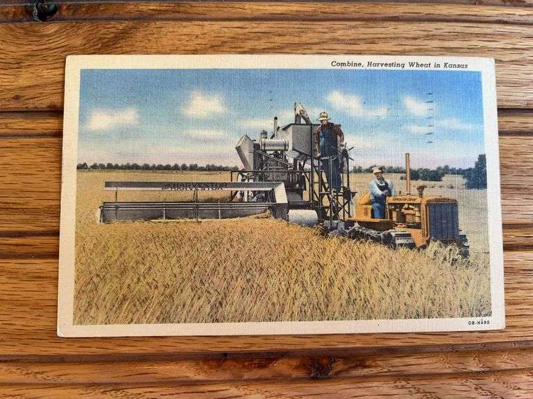 Caterpillar Crawler + Combine Postcard image