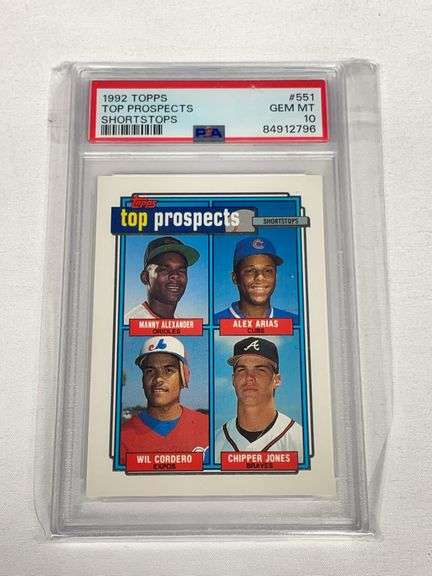 1992 Topps Topps Prospects #561 Chipper Jones ROOKIE Graded PSA 10 GEM image