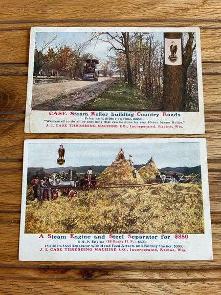 (2) Case Steam Engine + Steam Roller Postcards image
