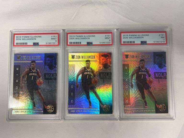 (3) 2019 Panini Illusions #151 Zion Williamson ROOKIE Graded PSA Lot image