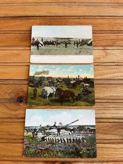 (3) Threshing Postcards image