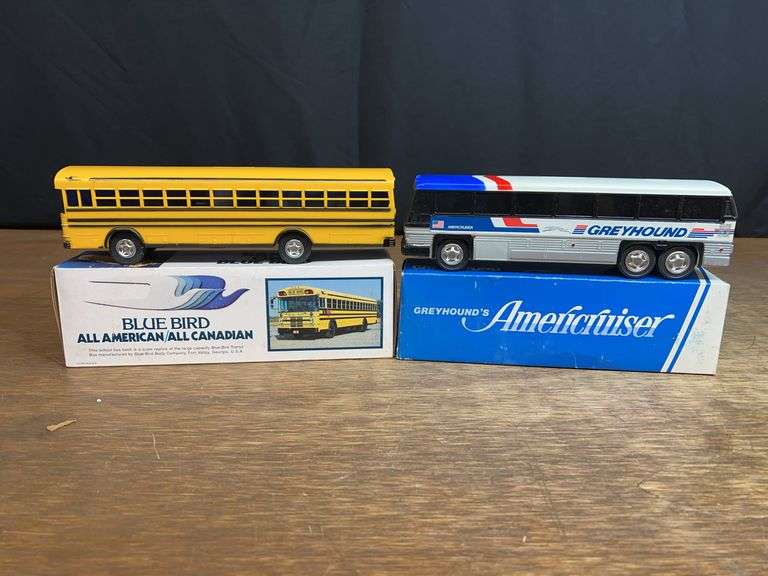 (2) Greyhound + Blubird Bus Banks NIB image
