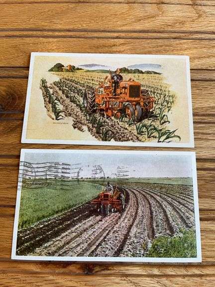 (2) Allis Chalmers C + RC Tractor Postcards image