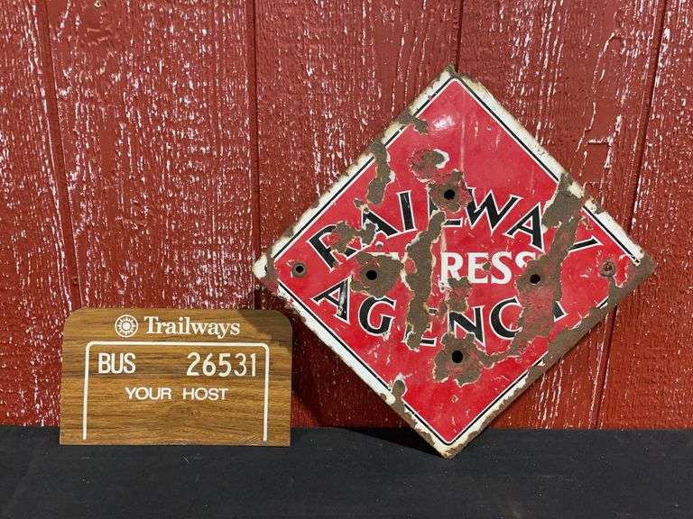 (2) Railway Express Agency + Trailways Signs image