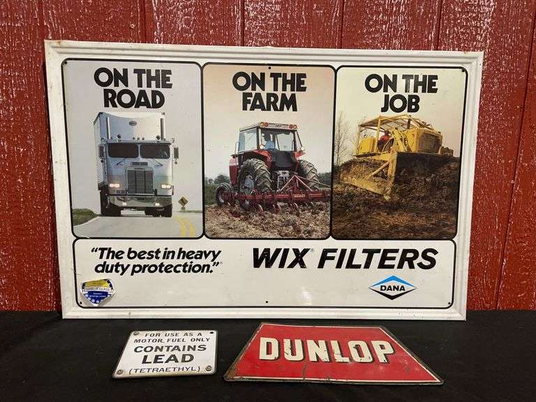 (3) Wix Filters, Dunlop, Contains Lead Signs image