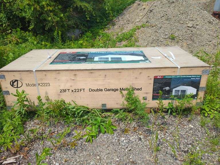 (1) KJ - 23 ft x 22 ft Double Garage Metal Shed - K2223 image
