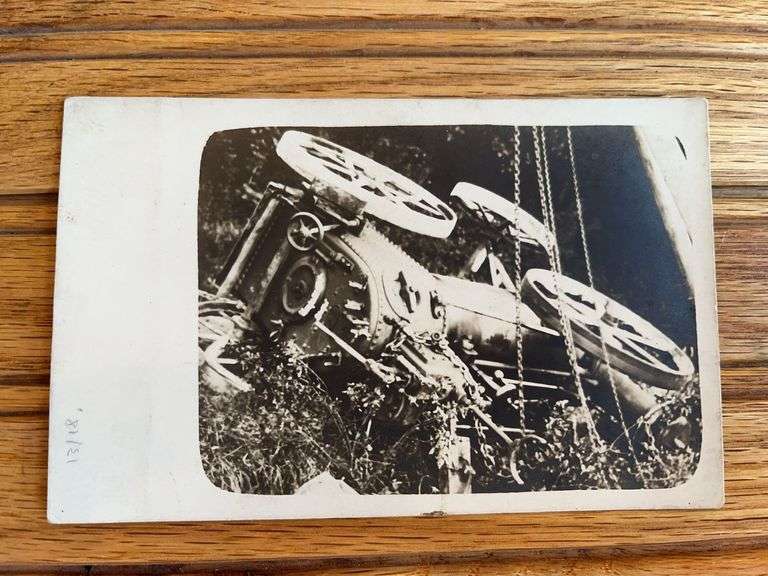 Steam Engine Wreck Photo Postcard image
