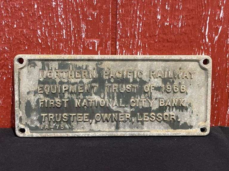 1968 Norther Pacific Railway Equipment Trust Cast Sign image