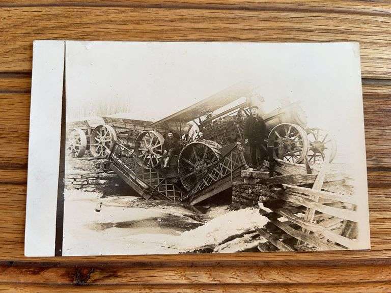 Steam Engine Wreck Photo Postcard image