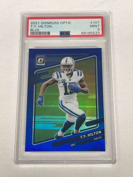 2021 Donruss Optic Blue #107 T.Y. Hilton Numbered 100/179 Graded PSA 9 image