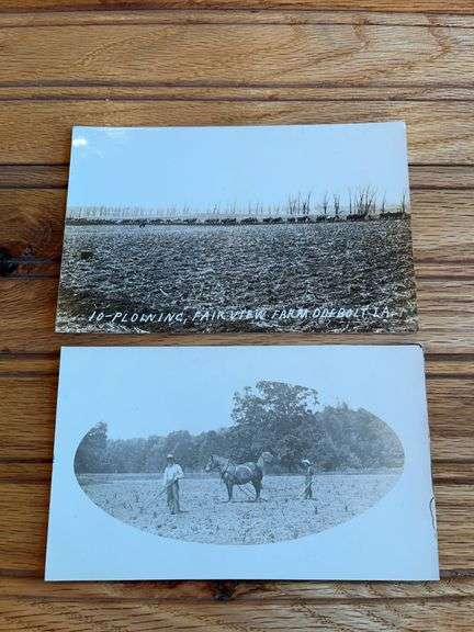 (2) Horse Drawn Plow Photo Postcards image