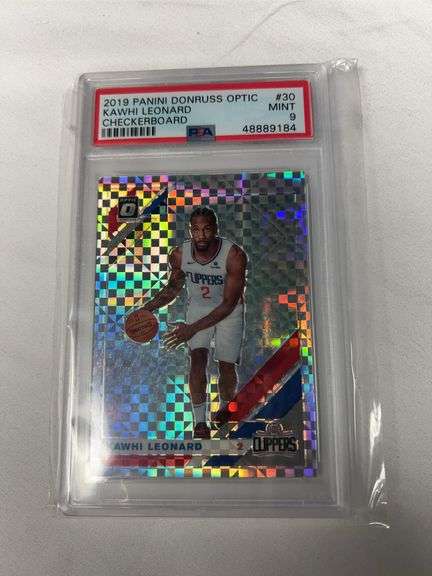 2019 Donruss Optic #30 Kawhi Leonard Checkerboard Graded PSA 9 image