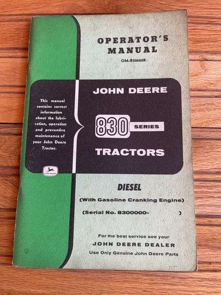 John Deere 830 Diesel Tractor Operators Manual image