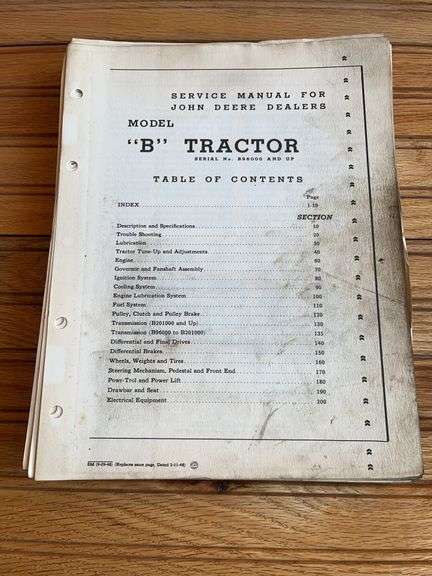 John Deere B Tractor Service Manual image