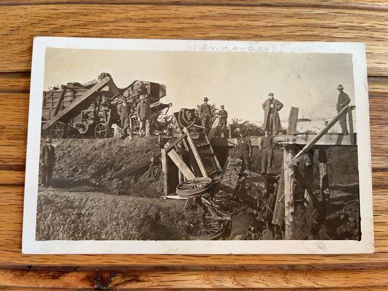 Steam Engine Wreck Photo Postcard image
