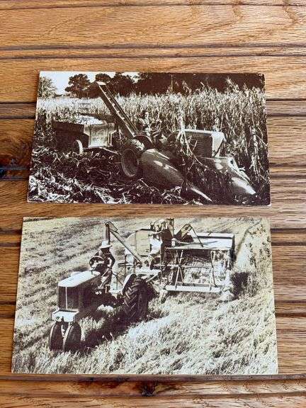 (2) Allis Chalmers WC Tractor + All-Crop Harvester Postcard image