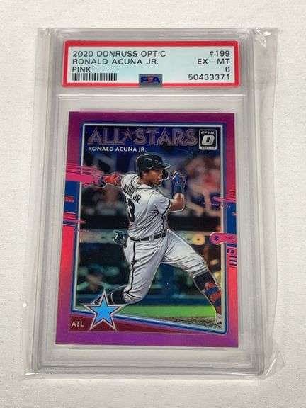 2020 Donruss Optic #199 Ronald Acuna Jr. Pink PARALLEL Graded PSA 6 image
