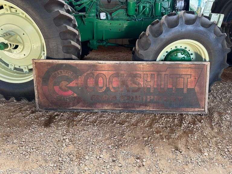 Cockshutt Farm Equipment Metal Sign with Wood Frame image
