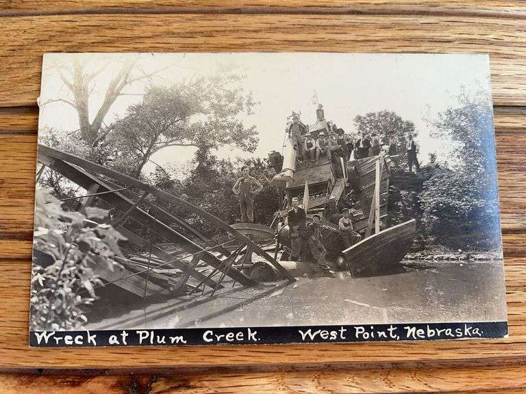 Steam Engine Wreck Photo Postcard image